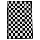 白黒チェックパターン ミディアムペーパーバッグ (正面)