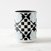 白黒チェックパンジー模様 マグカップ (中央)
