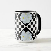 白黒チェックパンジー模様 マグカップ (正面右)
