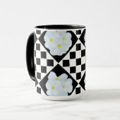 白黒チェックパンジー模様 マグカップ (正面左)
