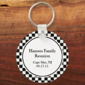 白黒チェックファミリ懇親会キーチェーン キーホルダー (正面)