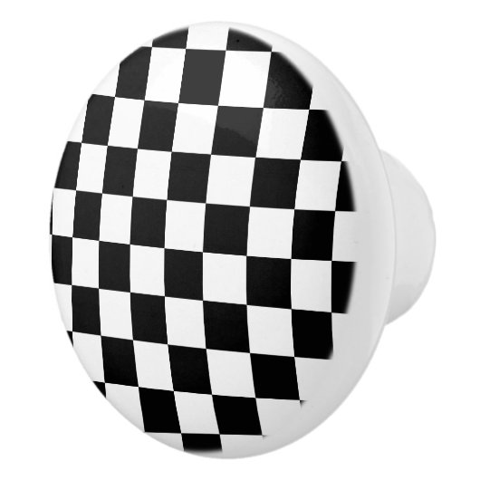 白黒チェックフラグスタイル セラミックノブ (右)