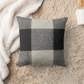 白黒チェックプリント装飾用クッション クッション (ブランケット)