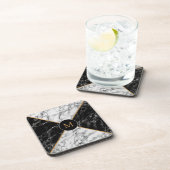 白黒チェックマーブルカスタムレターコースター コースター (右側)