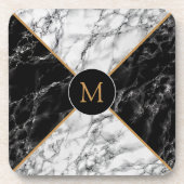 白黒チェックマーブルカスタムレターコースター コースター (正面)