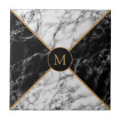 白黒チェック大理石 – カスタマイズ可能ユニーク- タイル (正面)