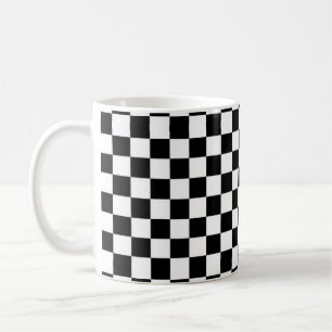 白黒チェック模様のクラシックなマグ コーヒーマグカップ