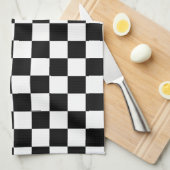 白黒チェック模様のパターン キッチンタオル (四つ折り)