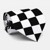 白黒チェック模様のパターン ネクタイ (ロール)