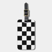 白黒チェック模様のパターン ラゲッジタグ (正面縦)