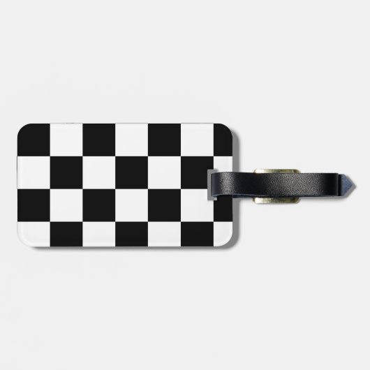 白黒チェック模様のパターン ラゲッジタグ (裏面横)