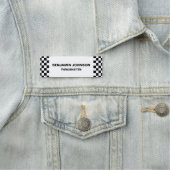 白黒チェック模様のパターン 名札 (インサイチュ)