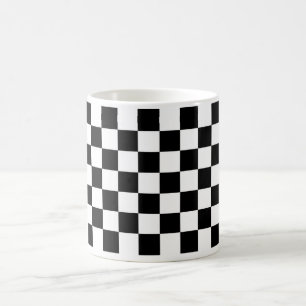 白黒チェック模様のマグ コーヒーマグカップ