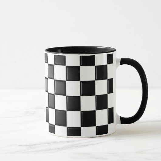 白黒チェック模様のマグ マグカップ (右)