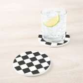 白黒チェック模様のモータースポーツの旗 コースター (側面)