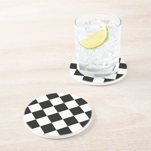 白黒チェック模様のモータースポーツの旗 コースター (側面)