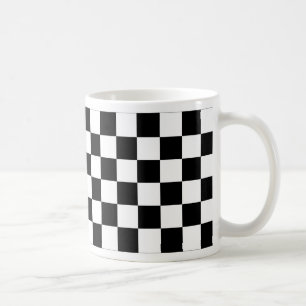 白黒チェック模様のモータースポーツの旗 コーヒーマグカップ
