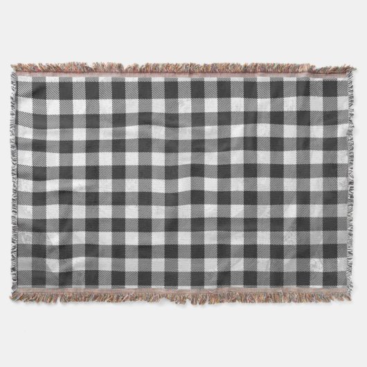 白黒チェック模様の格子縞 スローブランケット (正面)