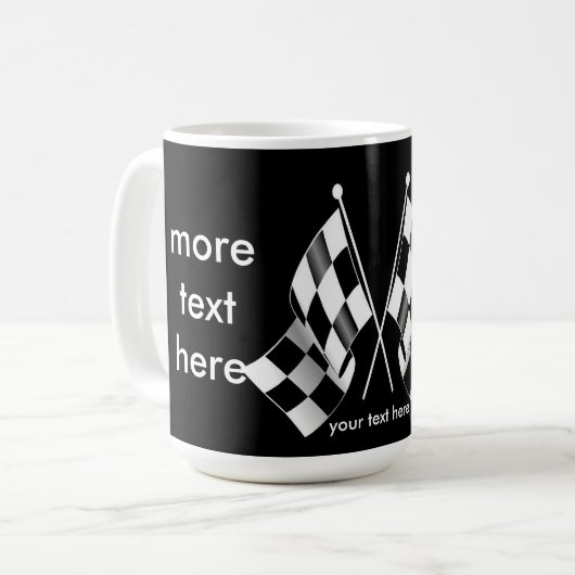 白黒チェック模様の競争の旗 コーヒーマグカップ (正面左)