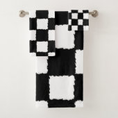 白黒チェック模様の（ばちゃばちゃ）跳ねるの効果 バスタオルセット (インサイチュ)