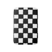 白黒チェック模様の(ばちゃばちゃ)跳ねるの効果 バスマット (正面縦)