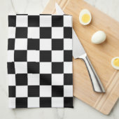 白黒チェック模様 キッチンタオル (四つ折り)