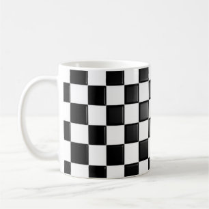 白黒チェック模様 コーヒーマグカップ