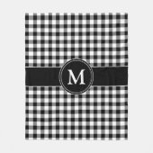 白黒チェック水牛のプレイドパターンモノグラム フリースブランケット (正面)