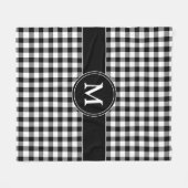 白黒チェック水牛のプレイドパターンモノグラム フリースブランケット (正面(横))