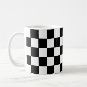 白黒チェック コーヒーマグカップ
