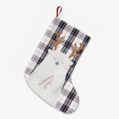 白黒チェック/タータンチェックホッキョクグマ スモールクリスマスストッキング (正面 (吊り時))