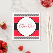 白黒チェック（赤） スタンダードカクテルナプキン (インサイチュ)