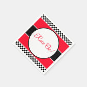 白黒チェック（赤） スタンダードカクテルナプキン (角)