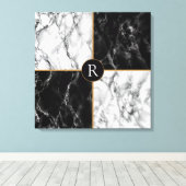 白黒チェックCanvas Print with Your Letter キャンバスプリント (インサイチュ (ウッドフロア))