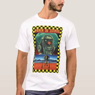 白黒チェックSci-fiアート Tシャツ