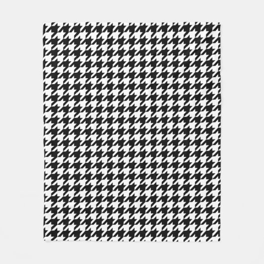 白黒チェッ千鳥格子のク フリースブランケット (正面)