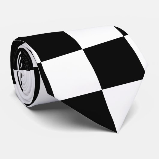 白黒チェッ市松模様にカーボード確認 ネクタイ (ロール)
