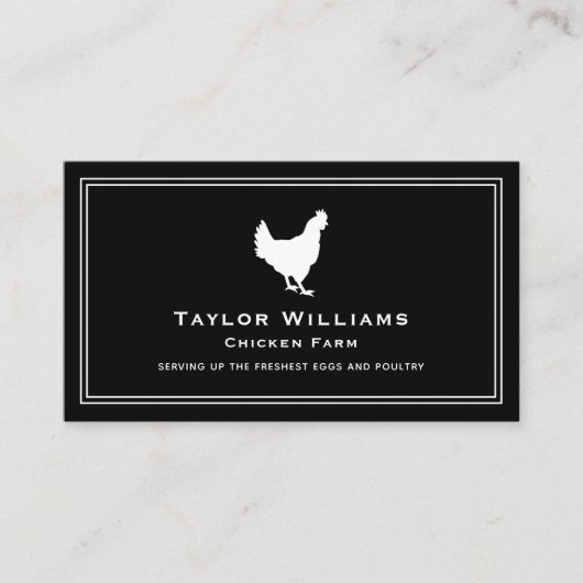 白黒チキンファーム動物卵農家鶏 名刺 (正面)