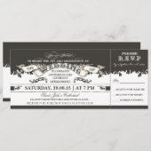 白黒チケットのスタイルの結婚式招待状 招待状 (正面/裏面)