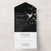 白黒チノワセリーフローラ庭園の結婚式 オールインワン招待状 (内側)