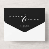 白黒チノワセリーフローラ庭園の結婚式 オールインワン招待状 (裏面)