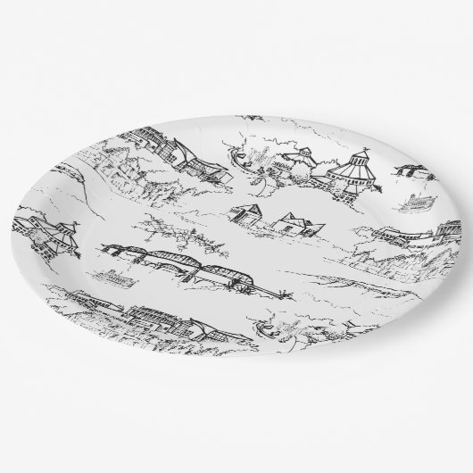 白黒チャタヌーガToile ペーパープレート (アングル)