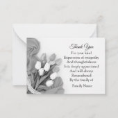 白黒チューリップ花ありがとう ノートカード (正面)