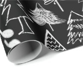 白黒チョーククリスマスツリー ラッピングペーパー (ロールコーナー)