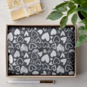 白黒チョークハートパターンバレンタインデー 薄葉紙 (ギフト)