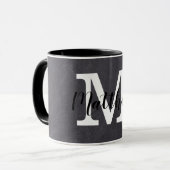 白黒チョークボードモノグラム名カスタム マグカップ (正面左)