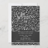 白黒チョークヴィンテージオーナメントボーンズ結婚ズ 招待状 (裏面)