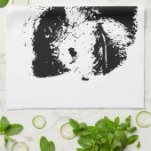 白黒チンパンジーポップ・アートのアート キッチンタオル (折り畳み)