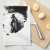 白黒チンパンジーポップ・アートのアート キッチンタオル (四つ折り)