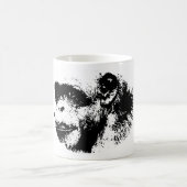 白黒チンパンジーポップ・アートのアート コーヒーマグカップ (中央)
